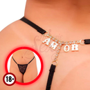 Kit 100 Calcinhas Fio Dental com Frases em Strass | Regulável P ao GG